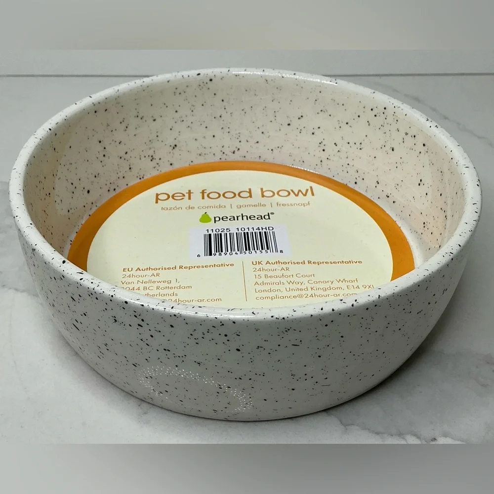 Pearhead Pet Food Bowl Cat & Dogs Water & Food Dish Ceramic New